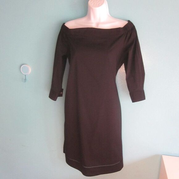 Theory Off Shoulder Dress Zizinna Size 6 Black - Picture 1 of 12